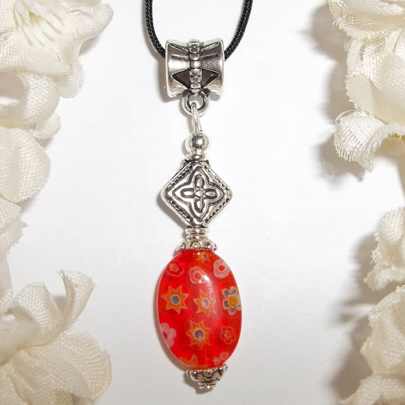 wvluckygirl Jewelry - Orange Glass Flower Necklace Adjustable NWT 4852